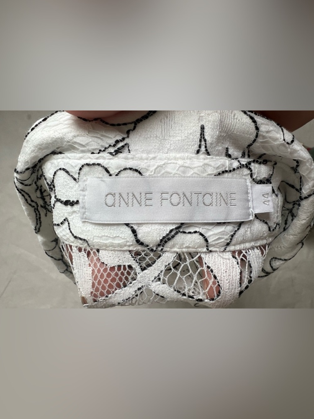 Anne Fontaine Palagio Women’s White Lace Button Down Blouse Shirt Boho 44 US 12 - Picture 8 of 10